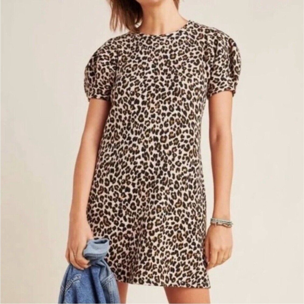 Velvet by Graham & Spencer Leopard Print Mini Dress in Beige and Black